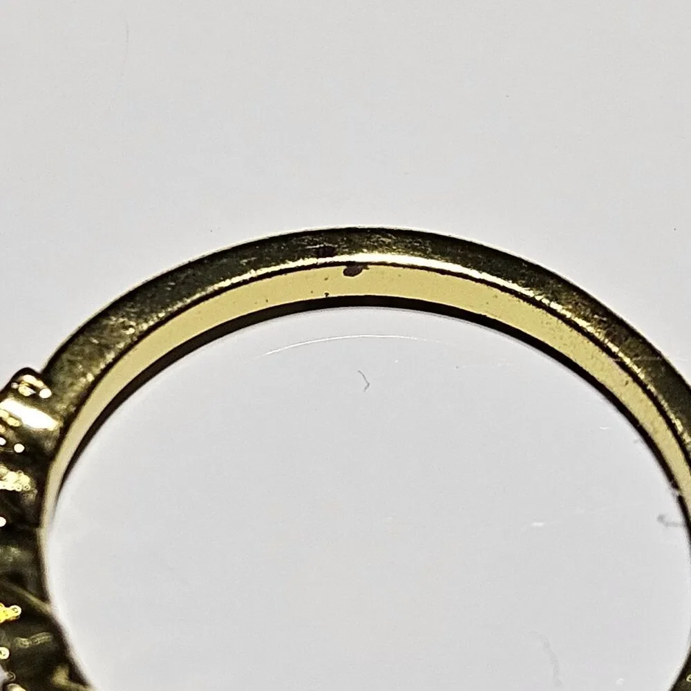 Gold Tone Clear Rhinestone Band Ring Size 7.5